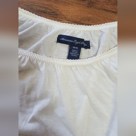 American Eagle Off The Shoulder Flowy Size Medium Off-White Blouse - Picture 3 of 8